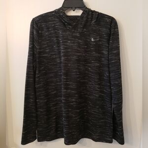 Nike Women's Black and Gray Striped Hoodie